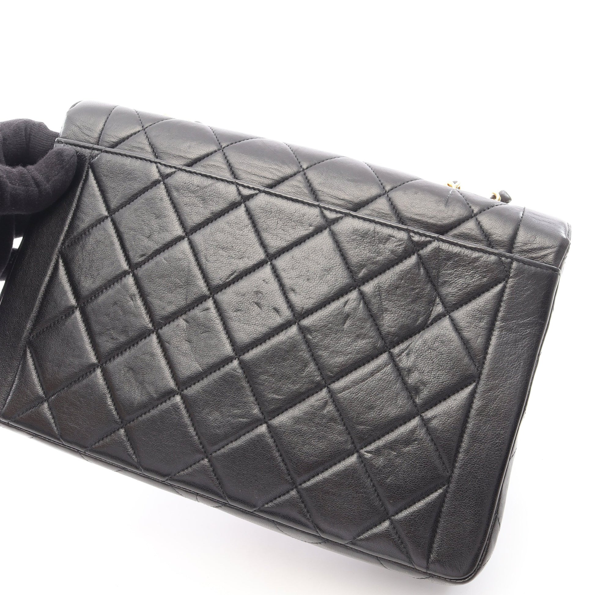 マトラッセ Wチェーンショルダーバッグ ラムスキン ブラック ゴールド金具 シャネル バッグ CHANEL