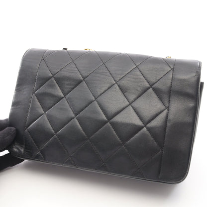 マトラッセ ダイアナフラップ チェーンショルダーバッグ ラムスキン ブラック ゴールド金具 シャネル バッグ CHANEL