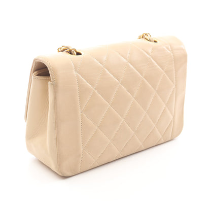 マトラッセ ダイアナフラップ チェーンショルダーバッグ ラムスキン ベージュ ゴールド金具 シャネル バッグ CHANEL