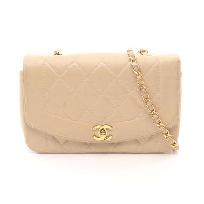マトラッセ ダイアナフラップ チェーンショルダーバッグ ラムスキン ベージュ ゴールド金具 シャネル バッグ CHANEL