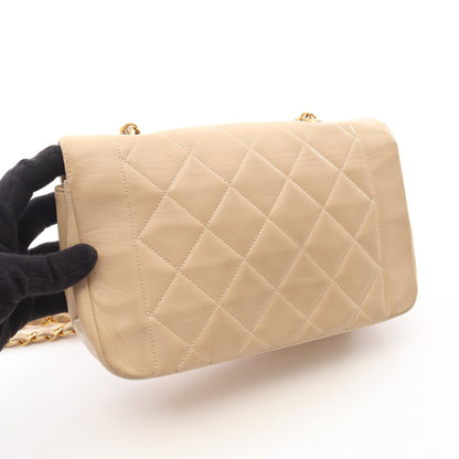マトラッセ ダイアナフラップ チェーンショルダーバッグ ラムスキン ベージュ ゴールド金具 シャネル バッグ CHANEL
