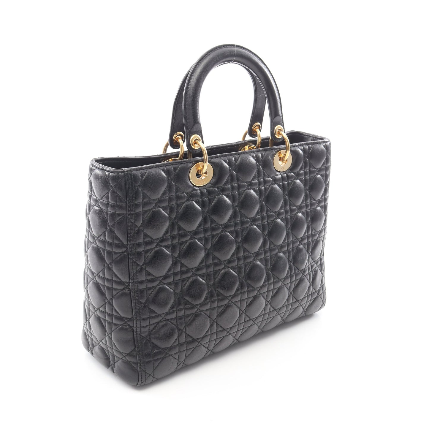 レディディオール ラージ カナージュ 2WAY ハンドバッグ レザー ブラック クリスチャンディオール バッグ Christian Dior