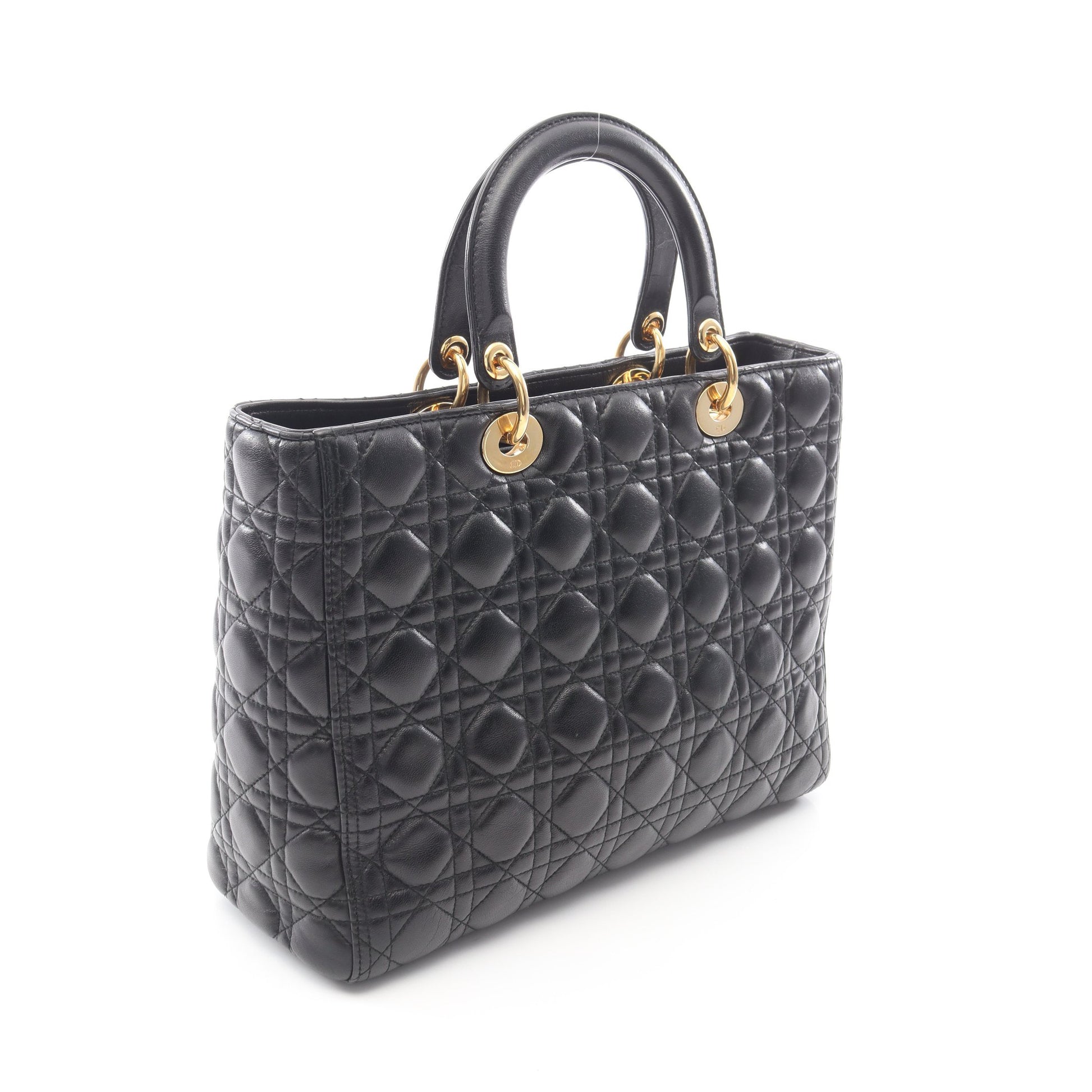 レディディオール ラージ カナージュ 2WAY ハンドバッグ レザー ブラック クリスチャンディオール バッグ Christian Dior
