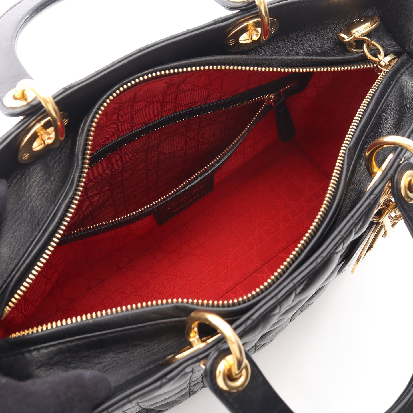 レディディオール ラージ カナージュ 2WAY ハンドバッグ レザー ブラック クリスチャンディオール バッグ Christian Dior