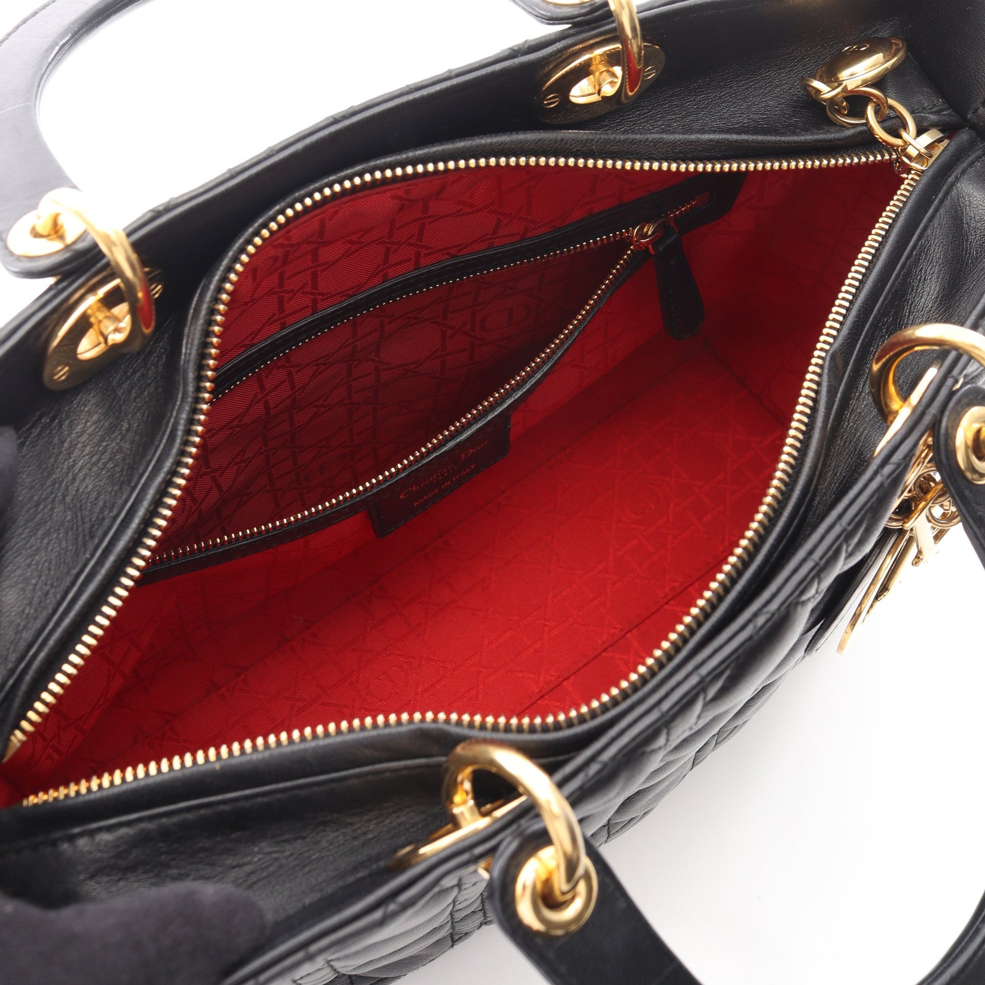 レディディオール ラージ カナージュ 2WAY ハンドバッグ レザー ブラック クリスチャンディオール バッグ Christian Dior
