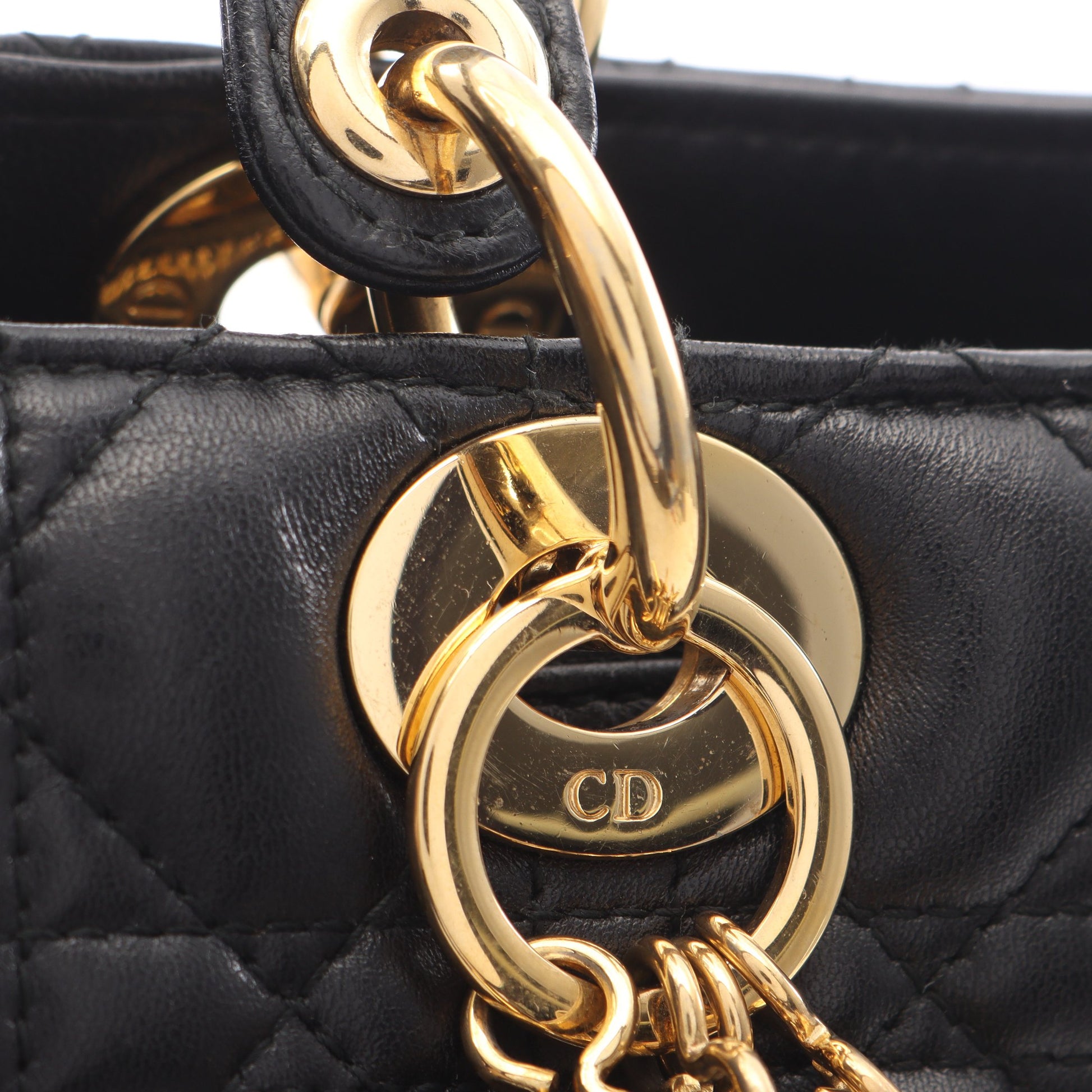 レディディオール ラージ カナージュ 2WAY ハンドバッグ レザー ブラック クリスチャンディオール バッグ Christian Dior