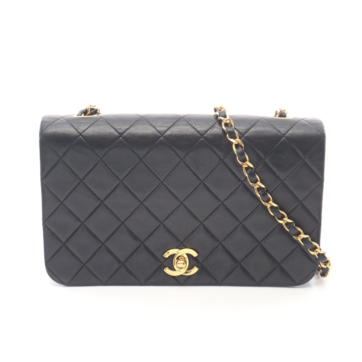 フルフラップ マトラッセ チェーンショルダーバッグ ラムスキン ブラック ゴールド金具 シャネル バッグ CHANEL