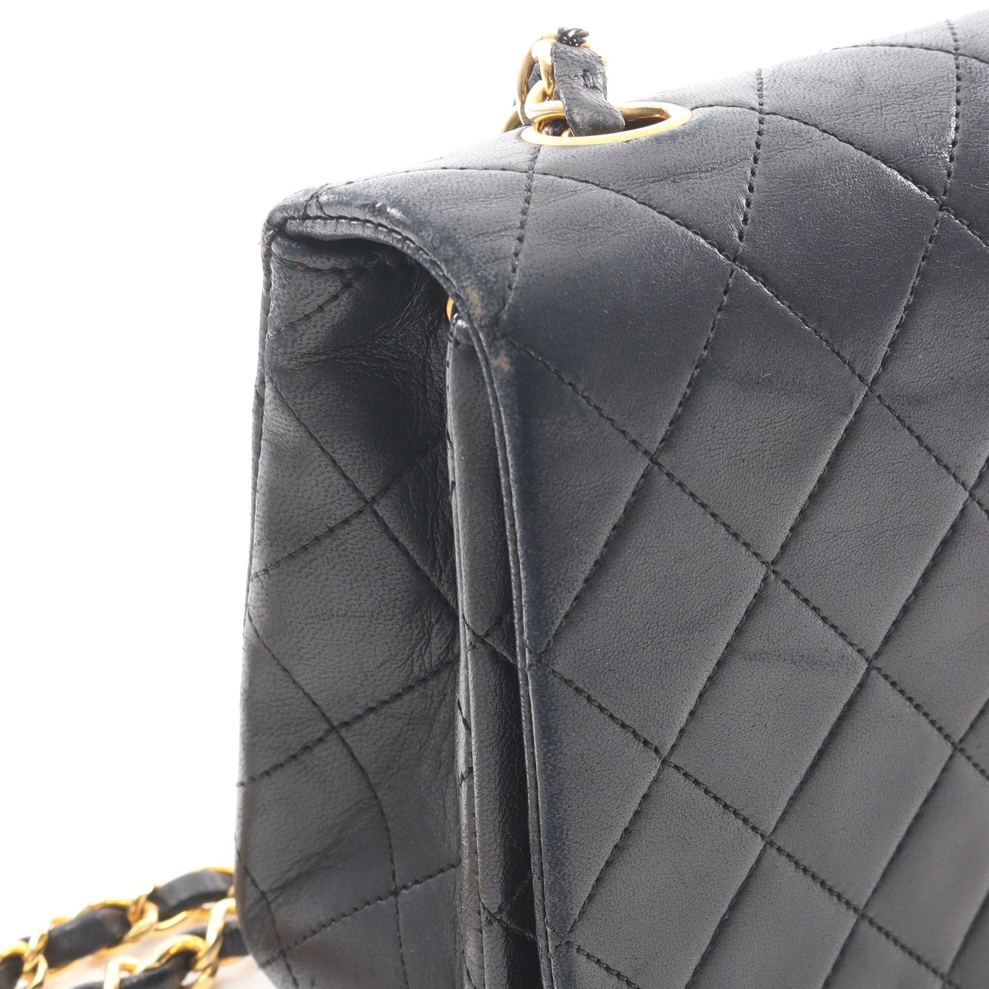 フルフラップ マトラッセ チェーンショルダーバッグ ラムスキン ブラック ゴールド金具 シャネル バッグ CHANEL