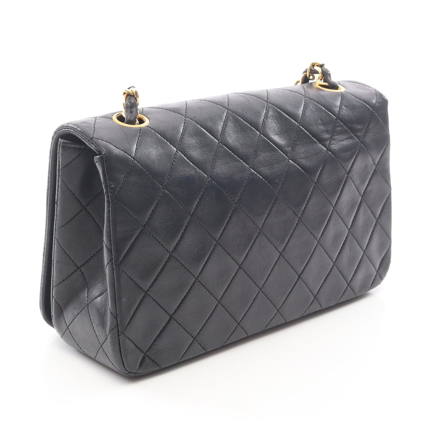 フルフラップ マトラッセ チェーンショルダーバッグ ラムスキン ブラック ゴールド金具 シャネル バッグ CHANEL