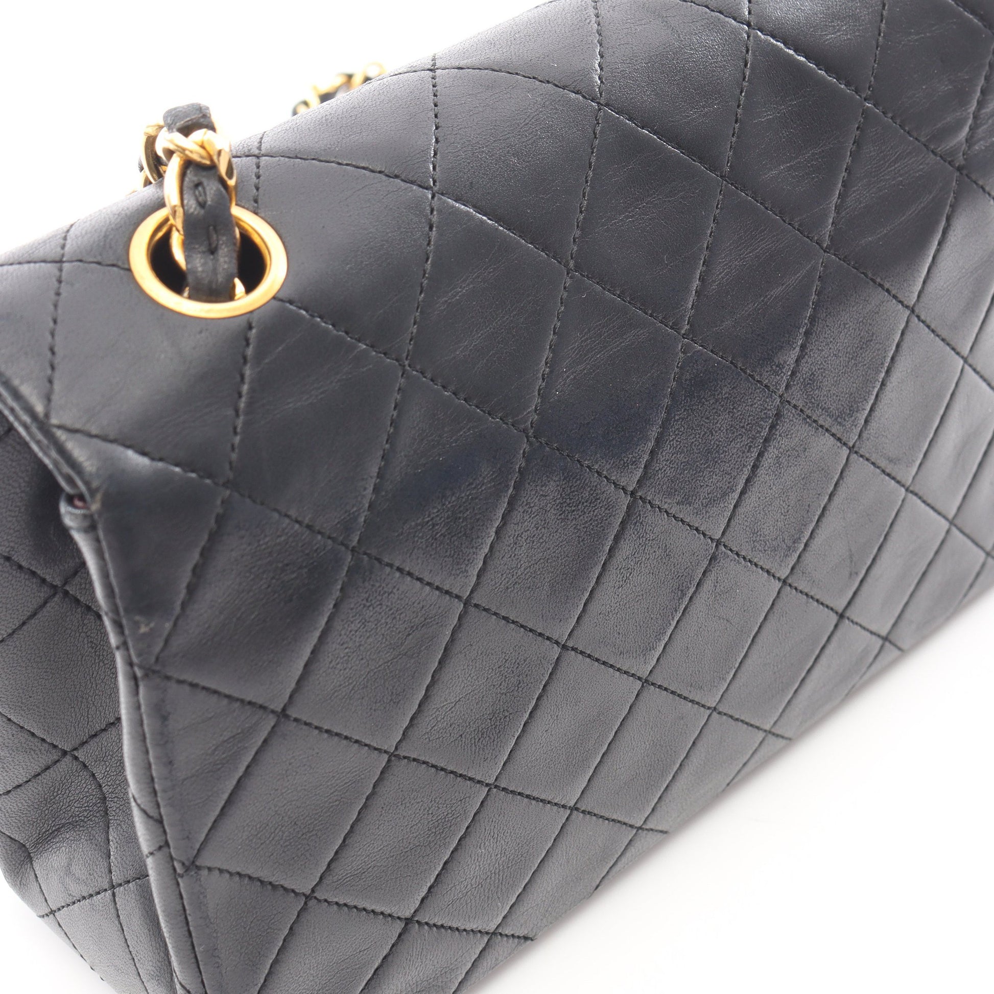 フルフラップ マトラッセ チェーンショルダーバッグ ラムスキン ブラック ゴールド金具 シャネル バッグ CHANEL