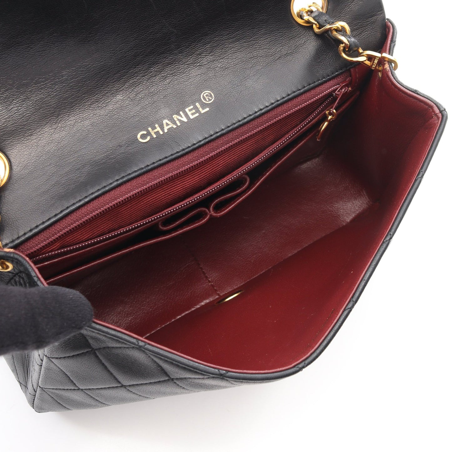 フルフラップ マトラッセ チェーンショルダーバッグ ラムスキン ブラック ゴールド金具 シャネル バッグ CHANEL