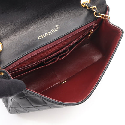 フルフラップ マトラッセ チェーンショルダーバッグ ラムスキン ブラック ゴールド金具 シャネル バッグ CHANEL