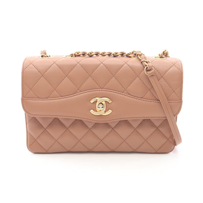 マトラッセ チェーンショルダーバッグ ラムスキン ピンクベージュ ゴールド金具 シャネル バッグ CHANEL