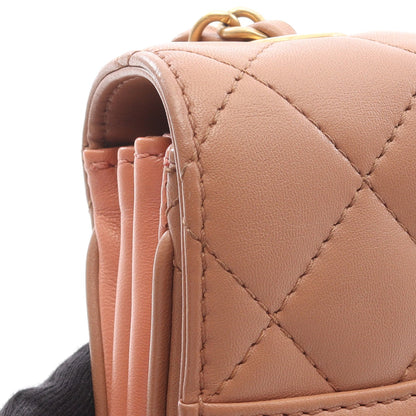 マトラッセ チェーンショルダーバッグ ラムスキン ピンクベージュ ゴールド金具 シャネル バッグ CHANEL