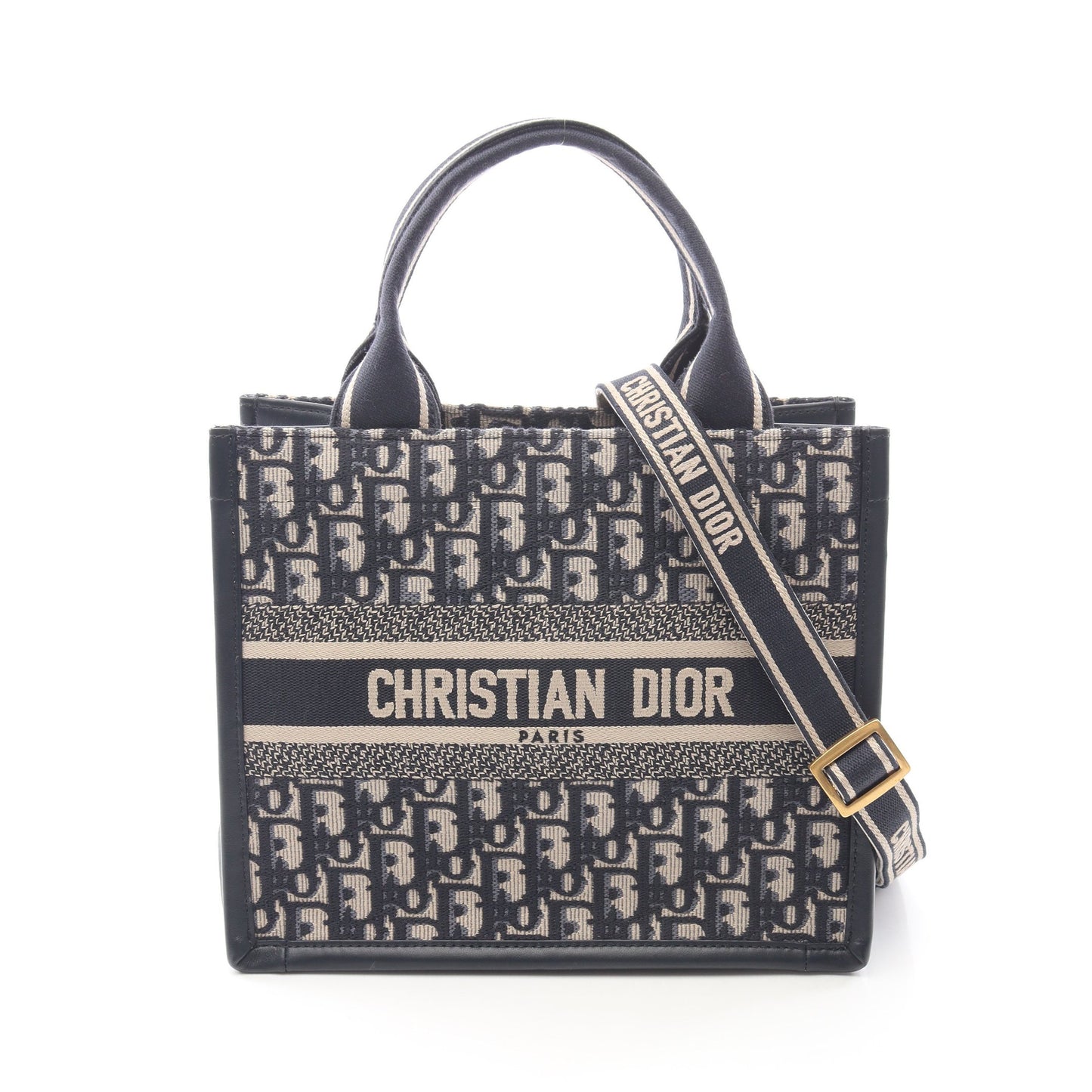 BOOK TOTE ブックトート スモール オブリーク 2WAY ハンドバッグ トートバッグ キャンバス レザー ネイビー クリスチャンディオール バッグ Christian Dior