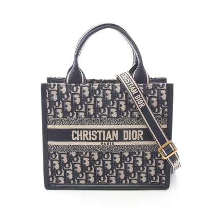 BOOK TOTE ブックトート スモール オブリーク 2WAY ハンドバッグ トートバッグ キャンバス レザー ネイビー クリスチャンディオール バッグ Christian Dior