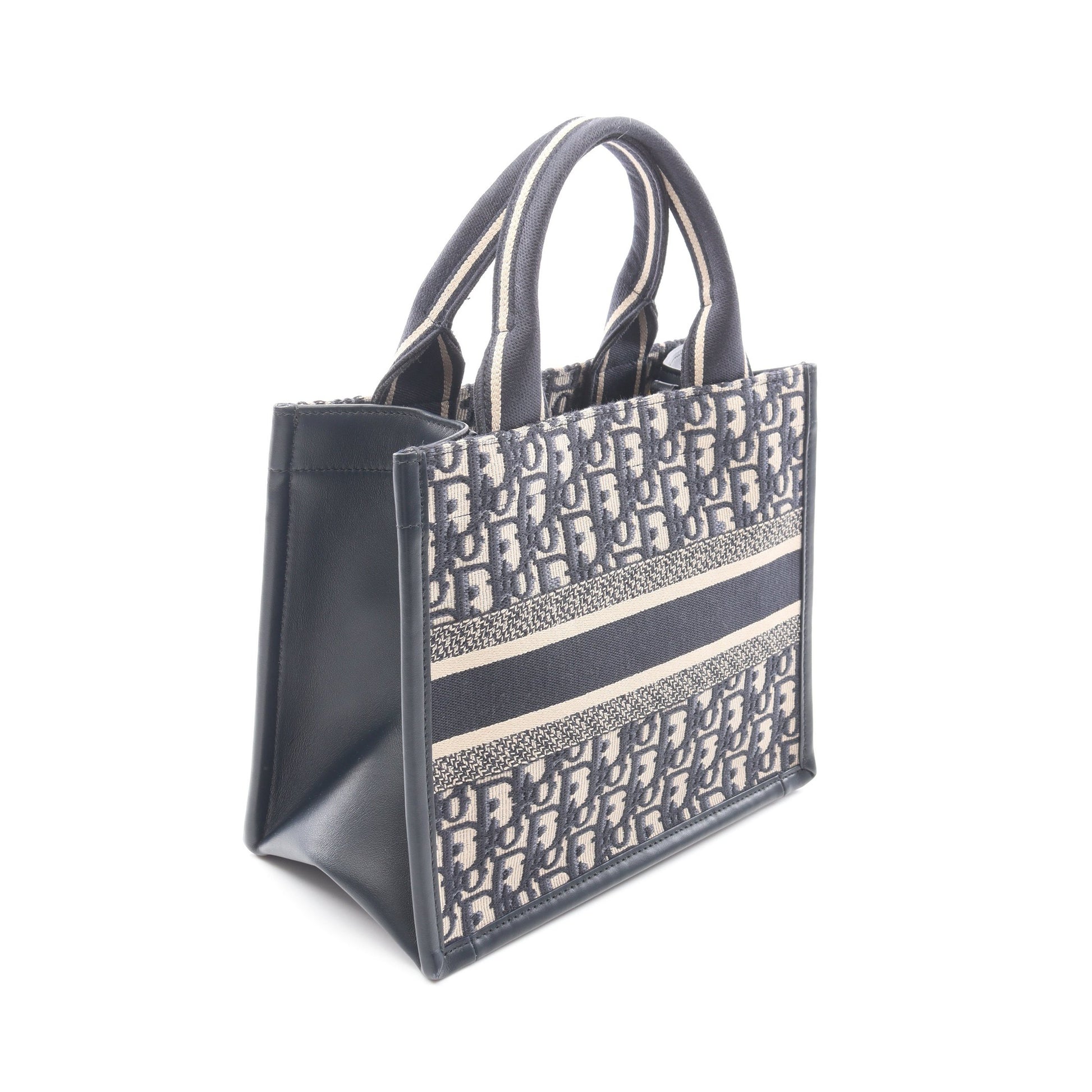 BOOK TOTE ブックトート スモール オブリーク 2WAY ハンドバッグ トートバッグ キャンバス レザー ネイビー クリスチャンディオール バッグ Christian Dior