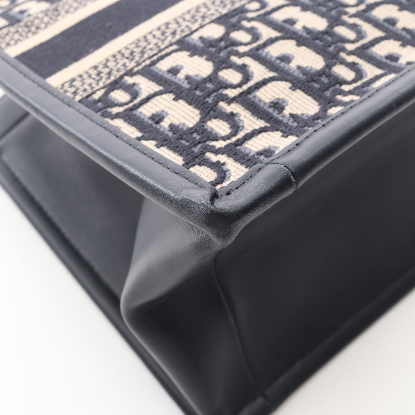 BOOK TOTE ブックトート スモール オブリーク 2WAY ハンドバッグ トートバッグ キャンバス レザー ネイビー クリスチャンディオール バッグ Christian Dior