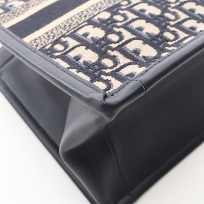 BOOK TOTE ブックトート スモール オブリーク 2WAY ハンドバッグ トートバッグ キャンバス レザー ネイビー クリスチャンディオール バッグ Christian Dior