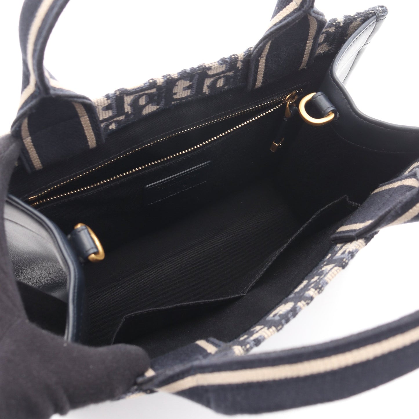 BOOK TOTE ブックトート スモール オブリーク 2WAY ハンドバッグ トートバッグ キャンバス レザー ネイビー クリスチャンディオール バッグ Christian Dior