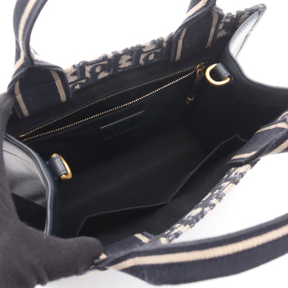 BOOK TOTE ブックトート スモール オブリーク 2WAY ハンドバッグ トートバッグ キャンバス レザー ネイビー クリスチャンディオール バッグ Christian Dior