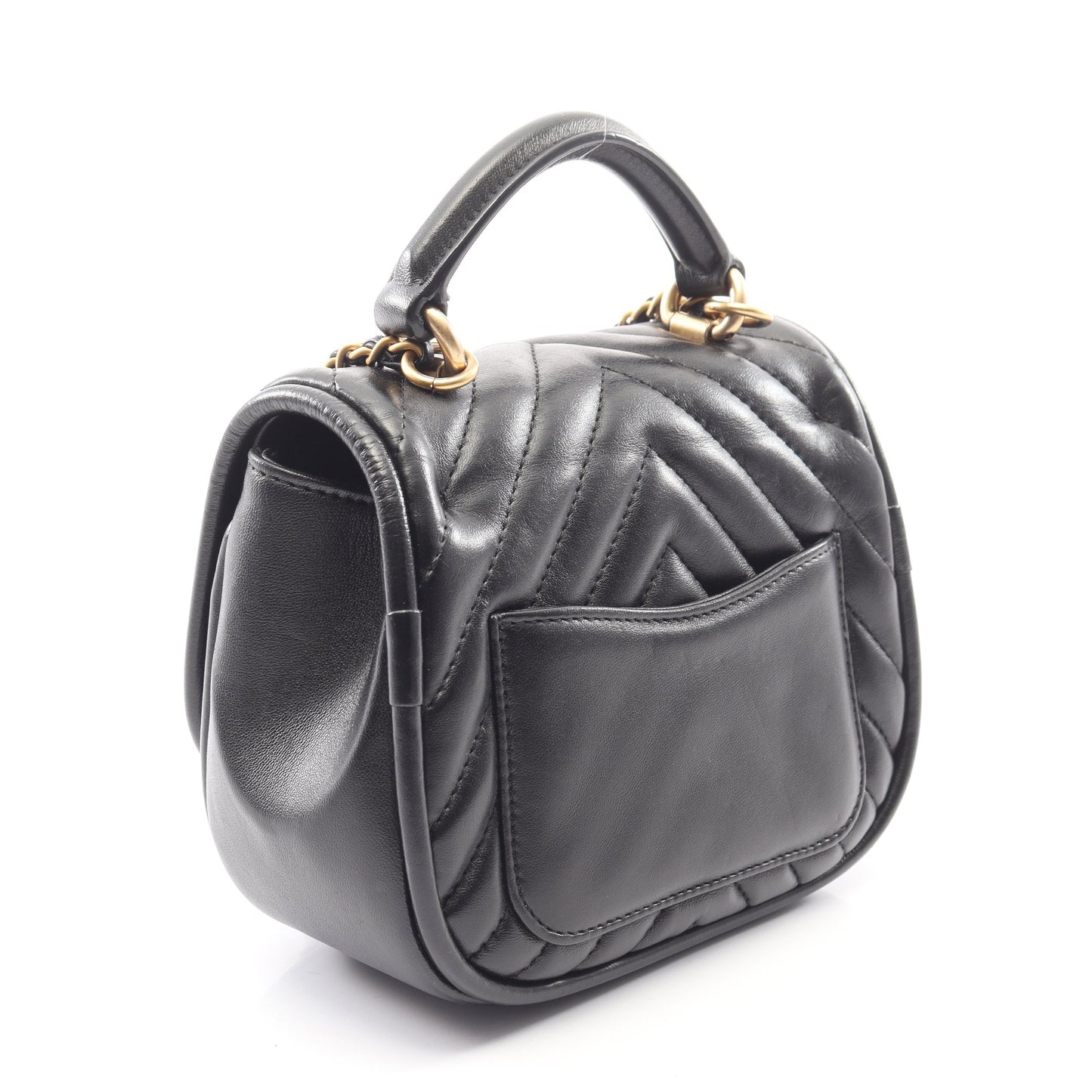 シェブロン Vステッチ 2WAY チェーンショルダーバッグ ラムスキン ブラック ゴールド金具 シャネル バッグ CHANEL