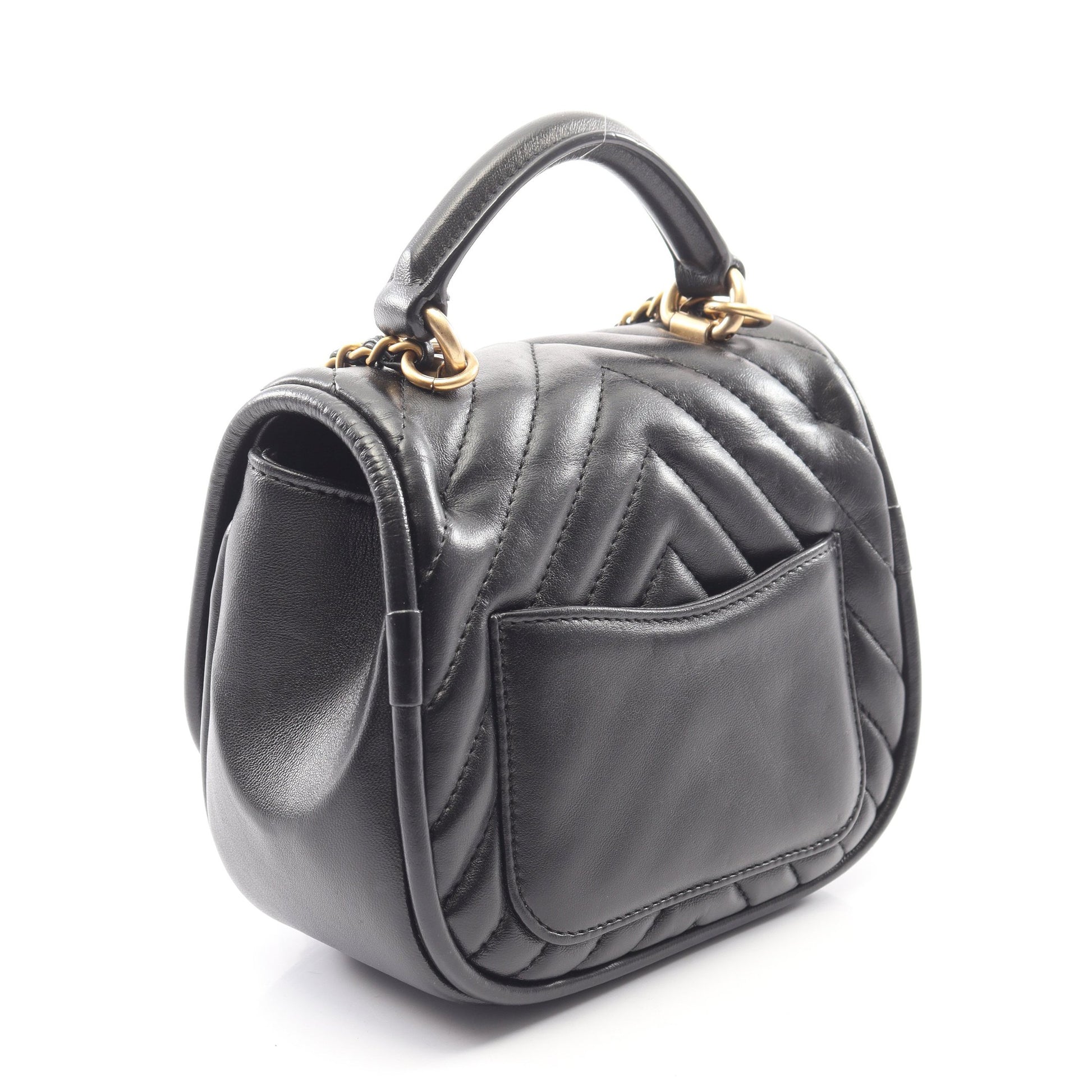 シェブロン Vステッチ 2WAY チェーンショルダーバッグ ラムスキン ブラック ゴールド金具 シャネル バッグ CHANEL
