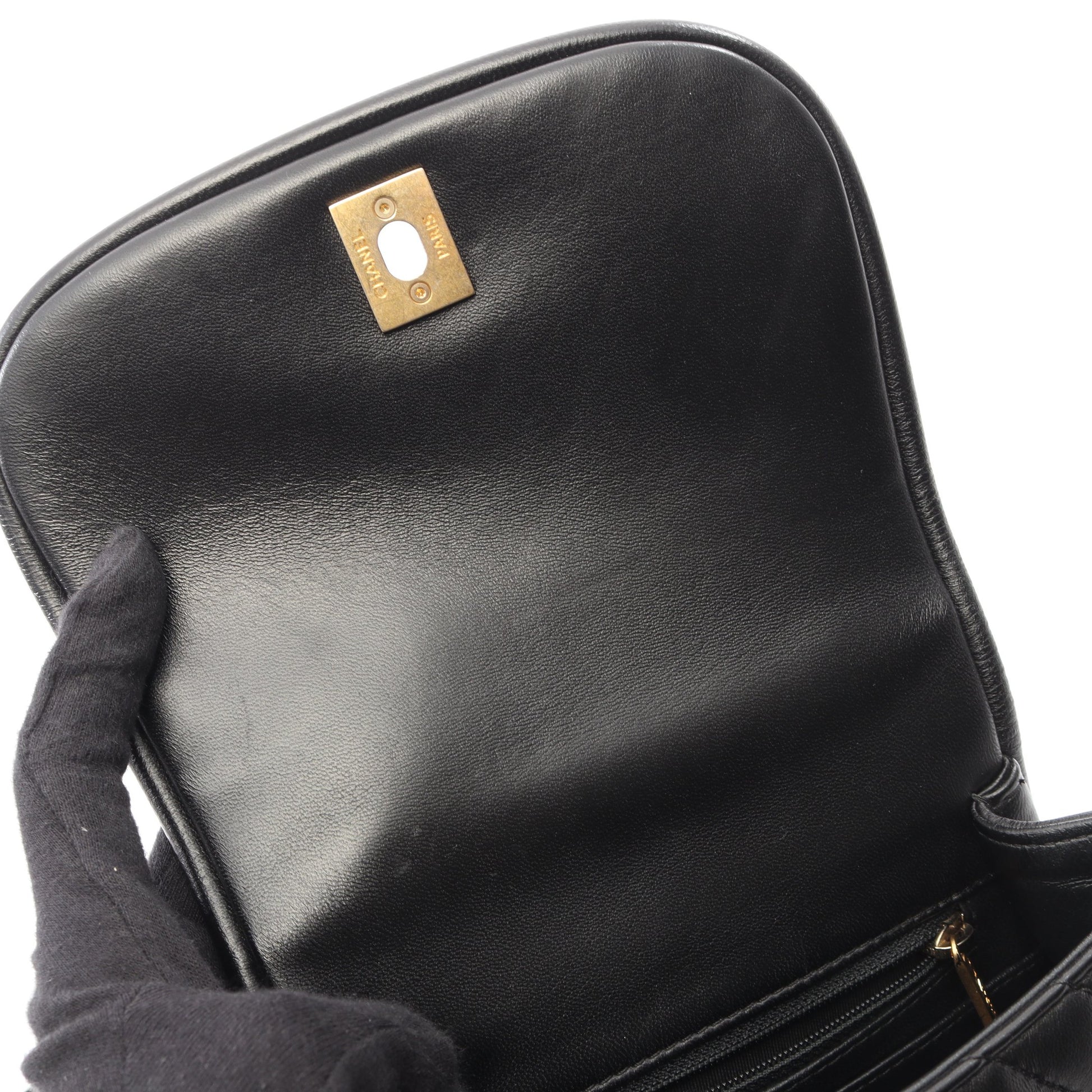 シェブロン Vステッチ 2WAY チェーンショルダーバッグ ラムスキン ブラック ゴールド金具 シャネル バッグ CHANEL