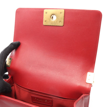 ボーイシャネル スモール ハンドストラップ付き 2WAY チェーンショルダーバッグ ラムスキン レッド ゴールド金具 シャネル バッグ CHANEL