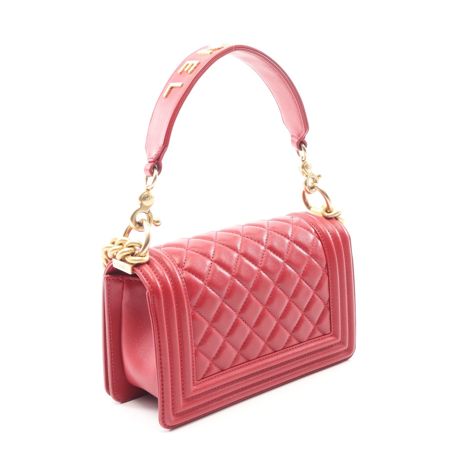 ボーイシャネル スモール ハンドストラップ付き 2WAY チェーンショルダーバッグ ラムスキン レッド ゴールド金具 シャネル バッグ CHANEL