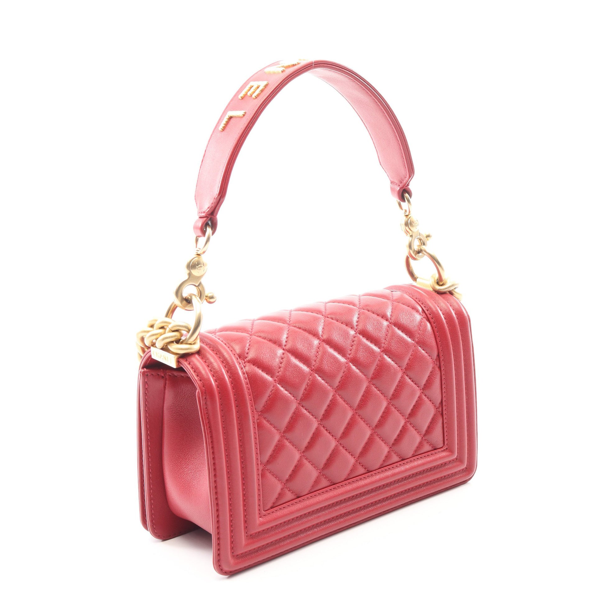 ボーイシャネル スモール ハンドストラップ付き 2WAY チェーンショルダーバッグ ラムスキン レッド ゴールド金具 シャネル バッグ CHANEL