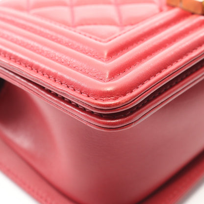 ボーイシャネル スモール ハンドストラップ付き 2WAY チェーンショルダーバッグ ラムスキン レッド ゴールド金具 シャネル バッグ CHANEL