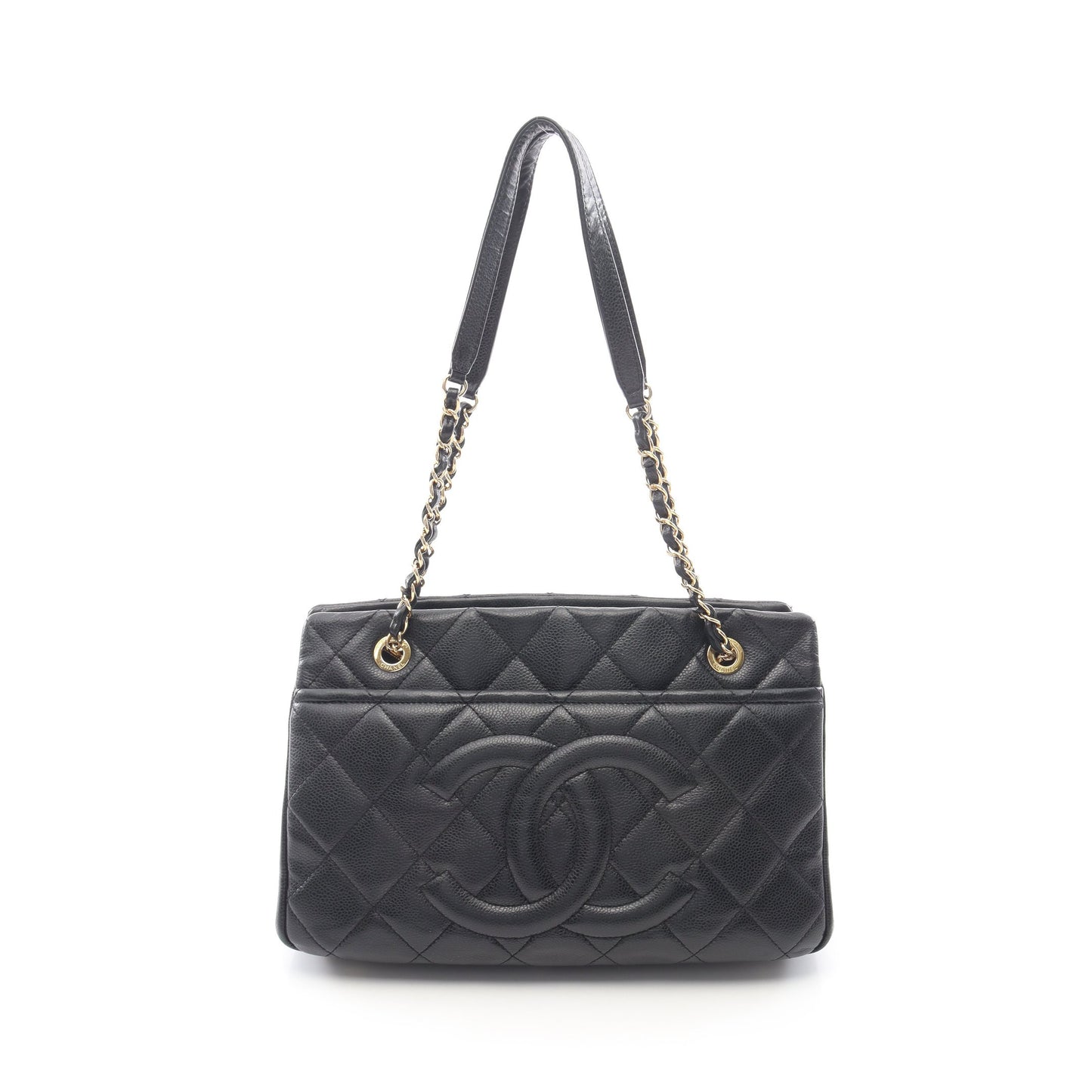 マトラッセ チェーンショルダーバッグ チェーントートバッグ キャビアスキン ブラック ゴールド金具 シャネル バッグ CHANEL