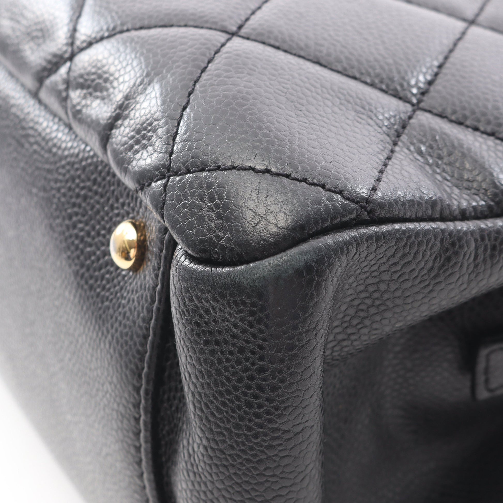 マトラッセ チェーンショルダーバッグ チェーントートバッグ キャビアスキン ブラック ゴールド金具 シャネル バッグ CHANEL
