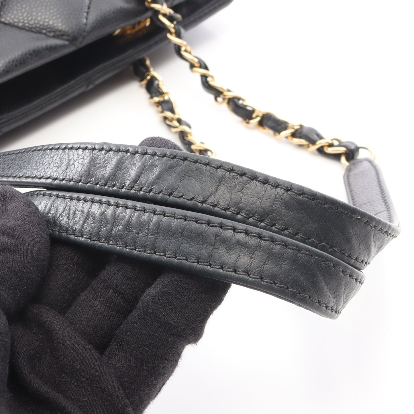 マトラッセ チェーンショルダーバッグ チェーントートバッグ キャビアスキン ブラック ゴールド金具 シャネル バッグ CHANEL
