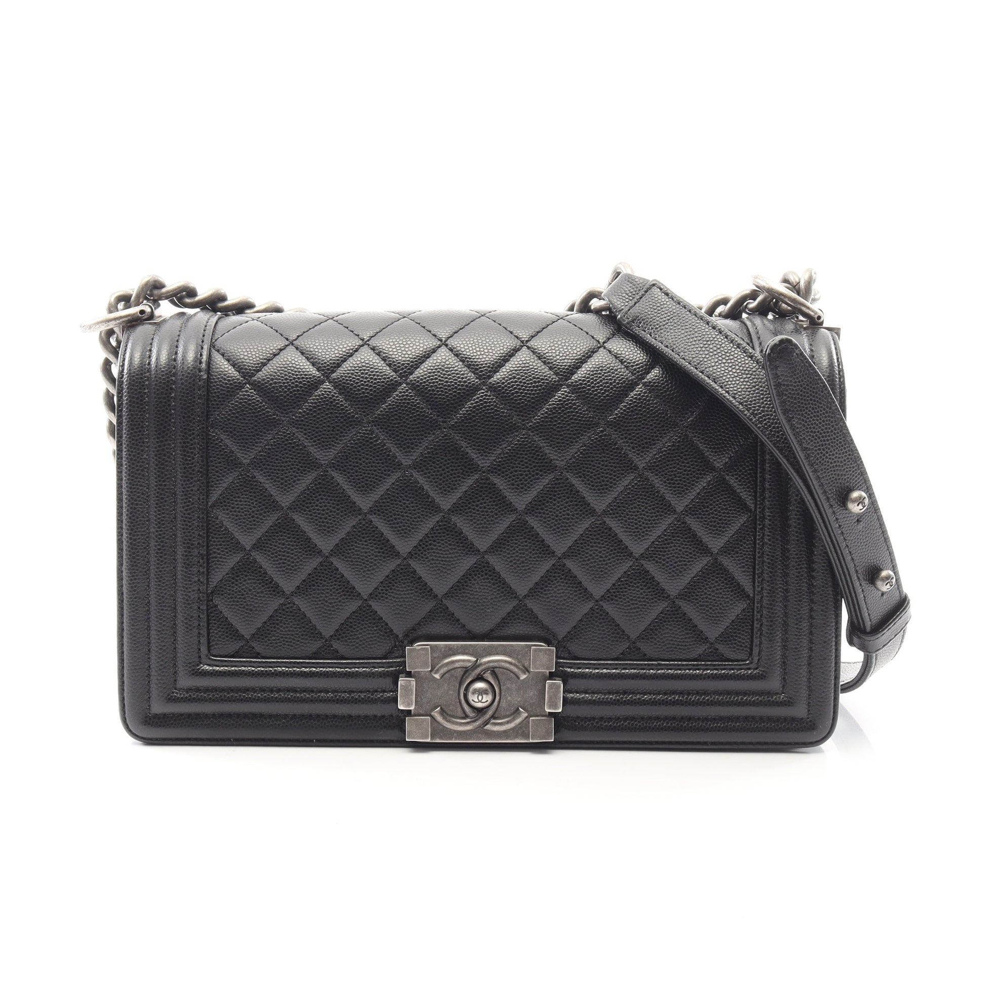 ボーイシャネル チェーンショルダーバッグ キャビアスキン ブラック ゴールド金具 シャネル バッグ CHANEL