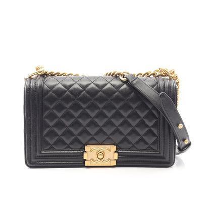 ボーイシャネル チェーンショルダーバッグ キャビアスキン ブラック ゴールド金具 シャネル バッグ CHANEL