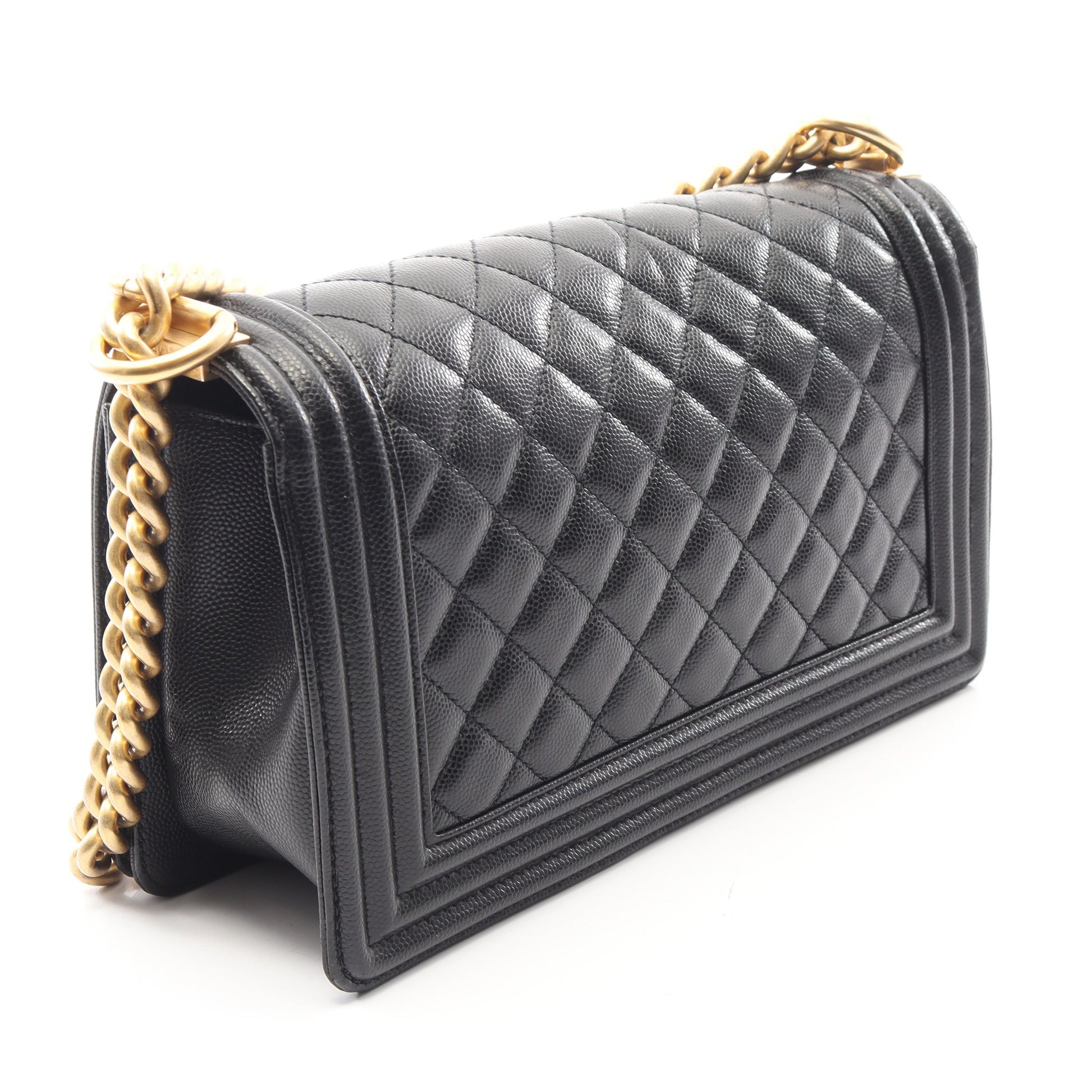 ボーイシャネル チェーンショルダーバッグ キャビアスキン ブラック ゴールド金具 シャネル バッグ CHANEL