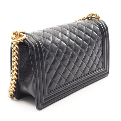 ボーイシャネル チェーンショルダーバッグ キャビアスキン ブラック ゴールド金具 シャネル バッグ CHANEL