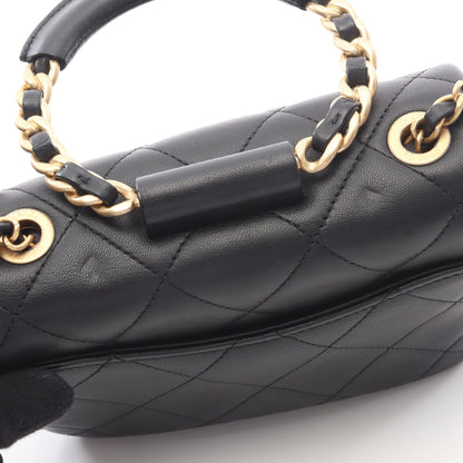 マトラッセ ループハンドル 2WAY チェーンショルダーバッグ ラムスキン ブラック ゴールド金具 シャネル バッグ CHANEL