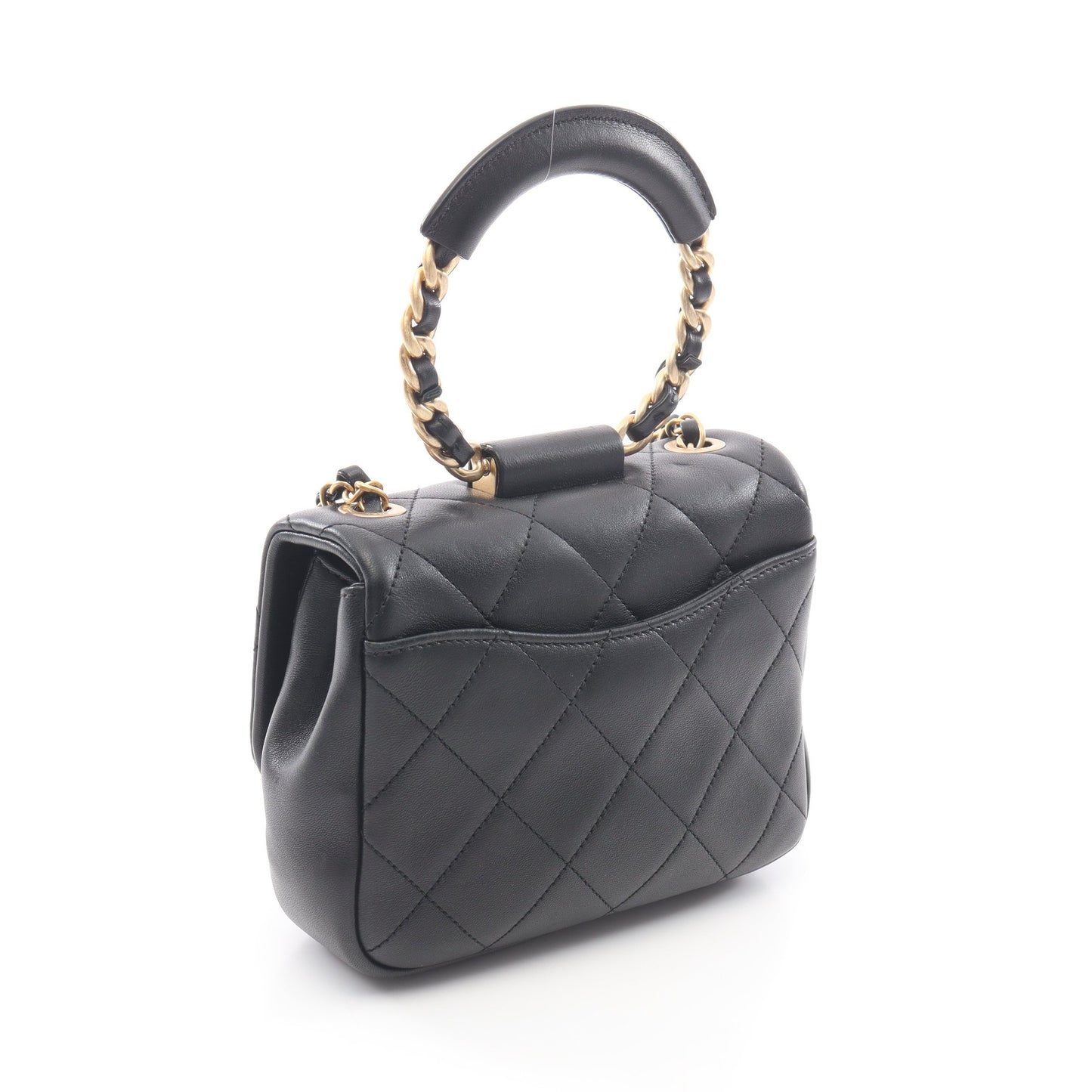 マトラッセ ループハンドル 2WAY チェーンショルダーバッグ ラムスキン ブラック ゴールド金具 シャネル バッグ CHANEL