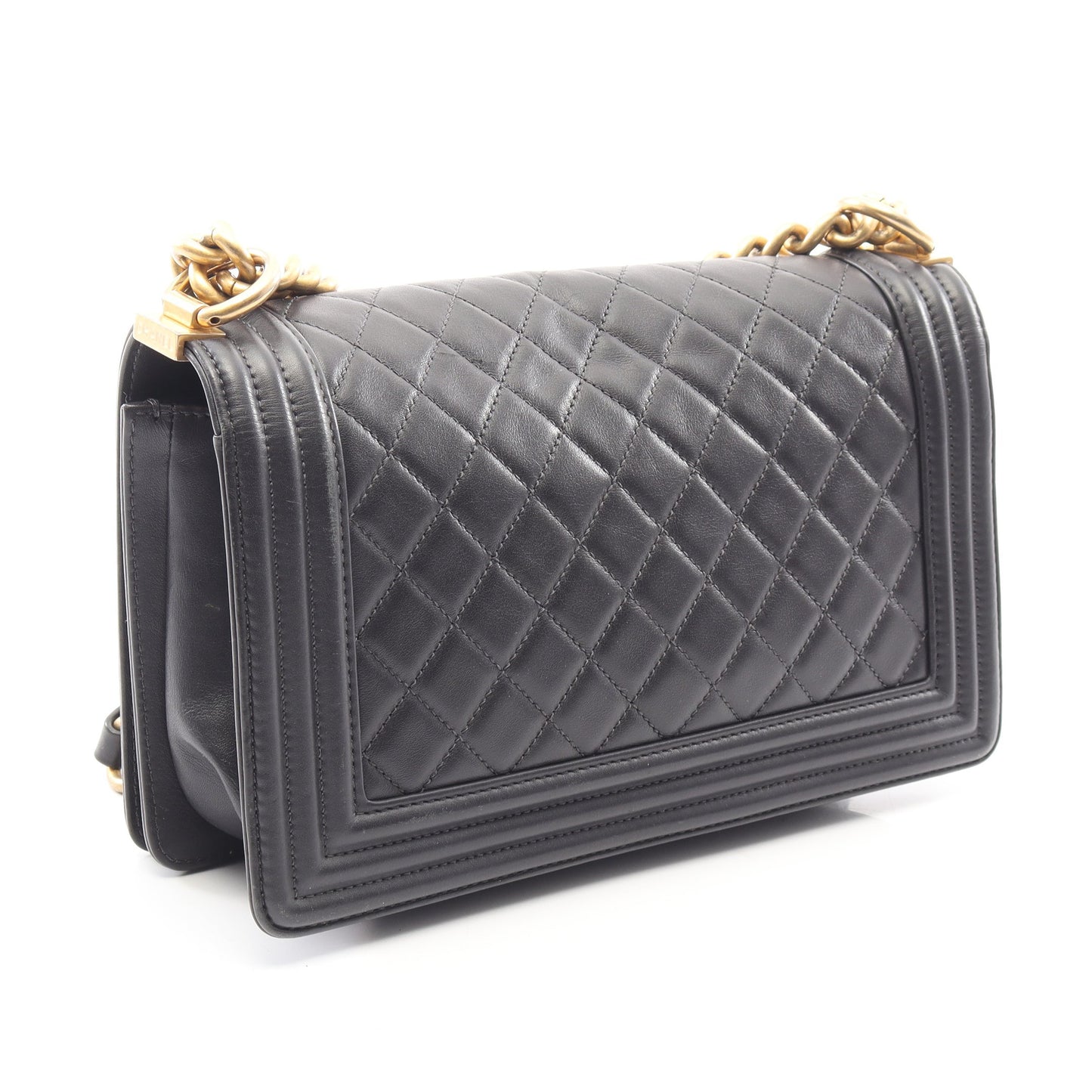 ボーイシャネル チェーンショルダーバッグ ラムスキン グレー ゴールド金具 シャネル バッグ CHANEL
