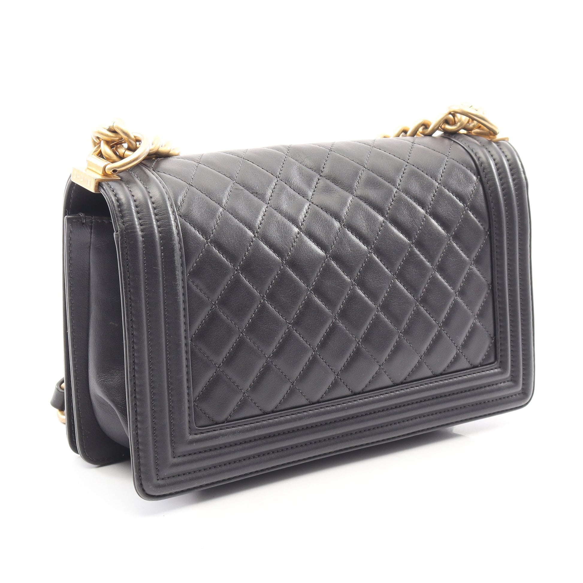 ボーイシャネル チェーンショルダーバッグ ラムスキン グレー ゴールド金具 シャネル バッグ CHANEL
