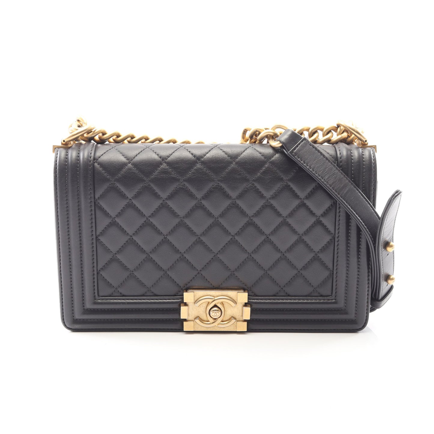 ボーイシャネル チェーンショルダーバッグ ラムスキン グレー ゴールド金具 シャネル バッグ CHANEL