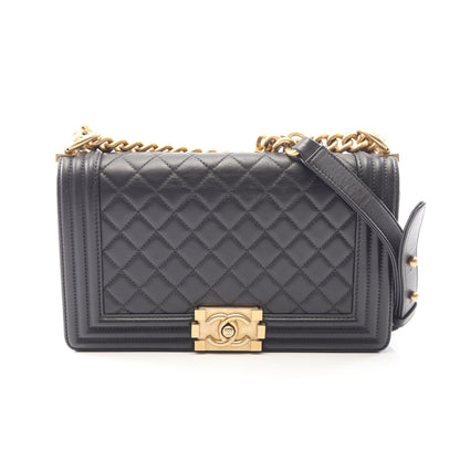 ボーイシャネル チェーンショルダーバッグ ラムスキン グレー ゴールド金具 シャネル バッグ CHANEL