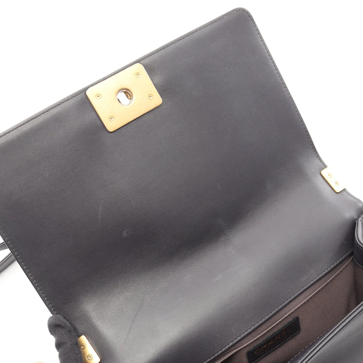 ボーイシャネル チェーンショルダーバッグ ラムスキン グレー ゴールド金具 シャネル バッグ CHANEL