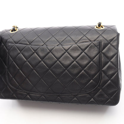 マトラッセ27 シングルフラップ Wチェーンショルダーバッグ ラムスキン ブラック ゴールド金具 シャネル バッグ CHANEL