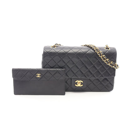 マトラッセ27 シングルフラップ Wチェーンショルダーバッグ ラムスキン ブラック ゴールド金具 シャネル バッグ CHANEL