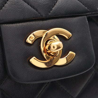 マトラッセ27 シングルフラップ Wチェーンショルダーバッグ ラムスキン ブラック ゴールド金具 シャネル バッグ CHANEL