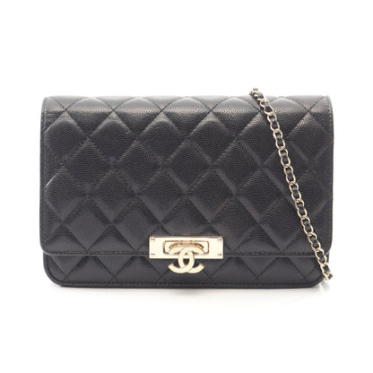 マトラッセ ココロック チェーンウォレット キャビアスキン ブラック ゴールド金具 シャネル バッグ CHANEL